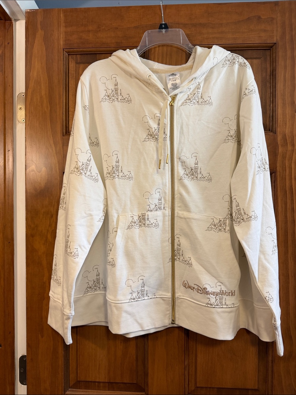 Disney World Zip Hoodie with Castle Print and Gold Accents - NWT
